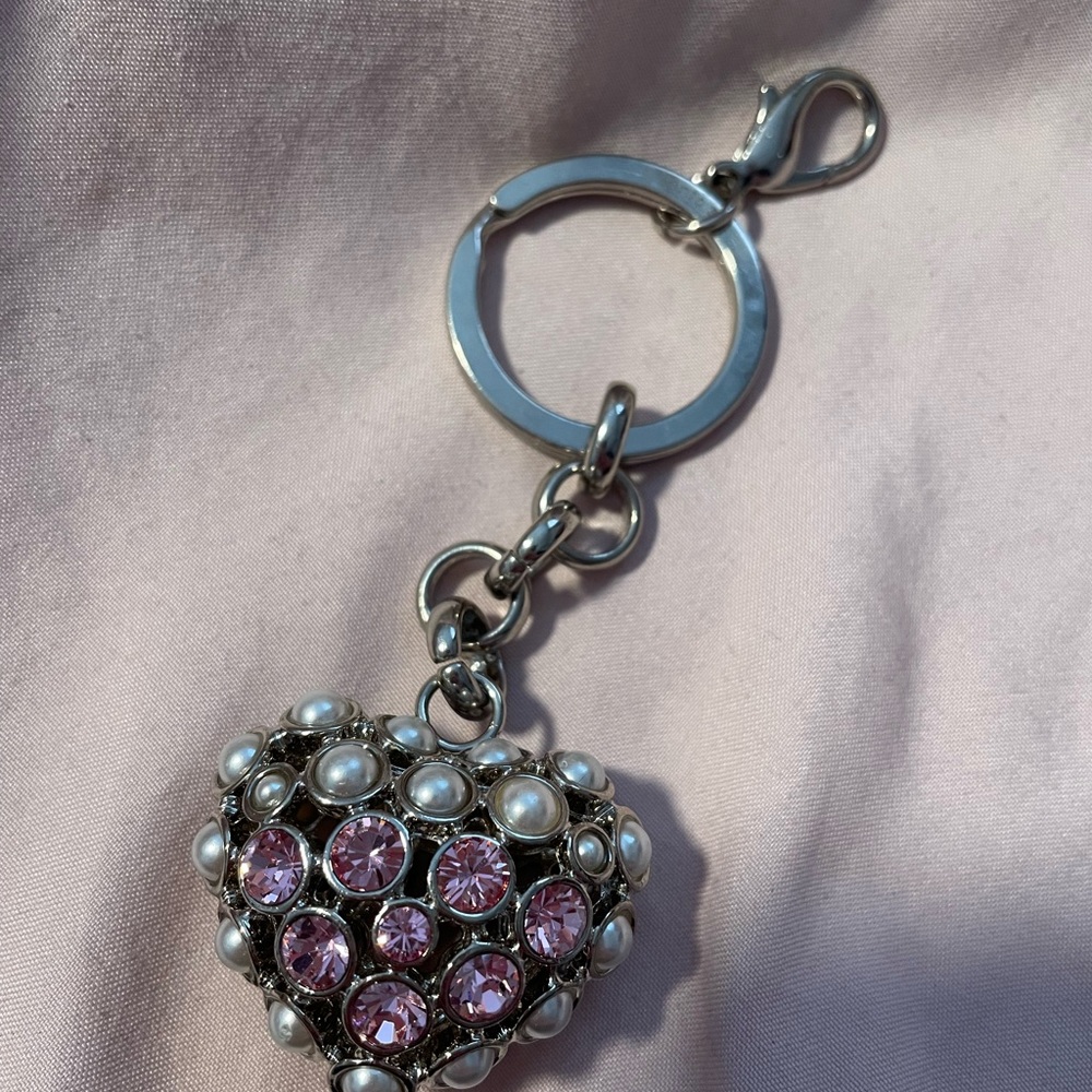 Chic Heart Keychain with Pink and Silver Accents